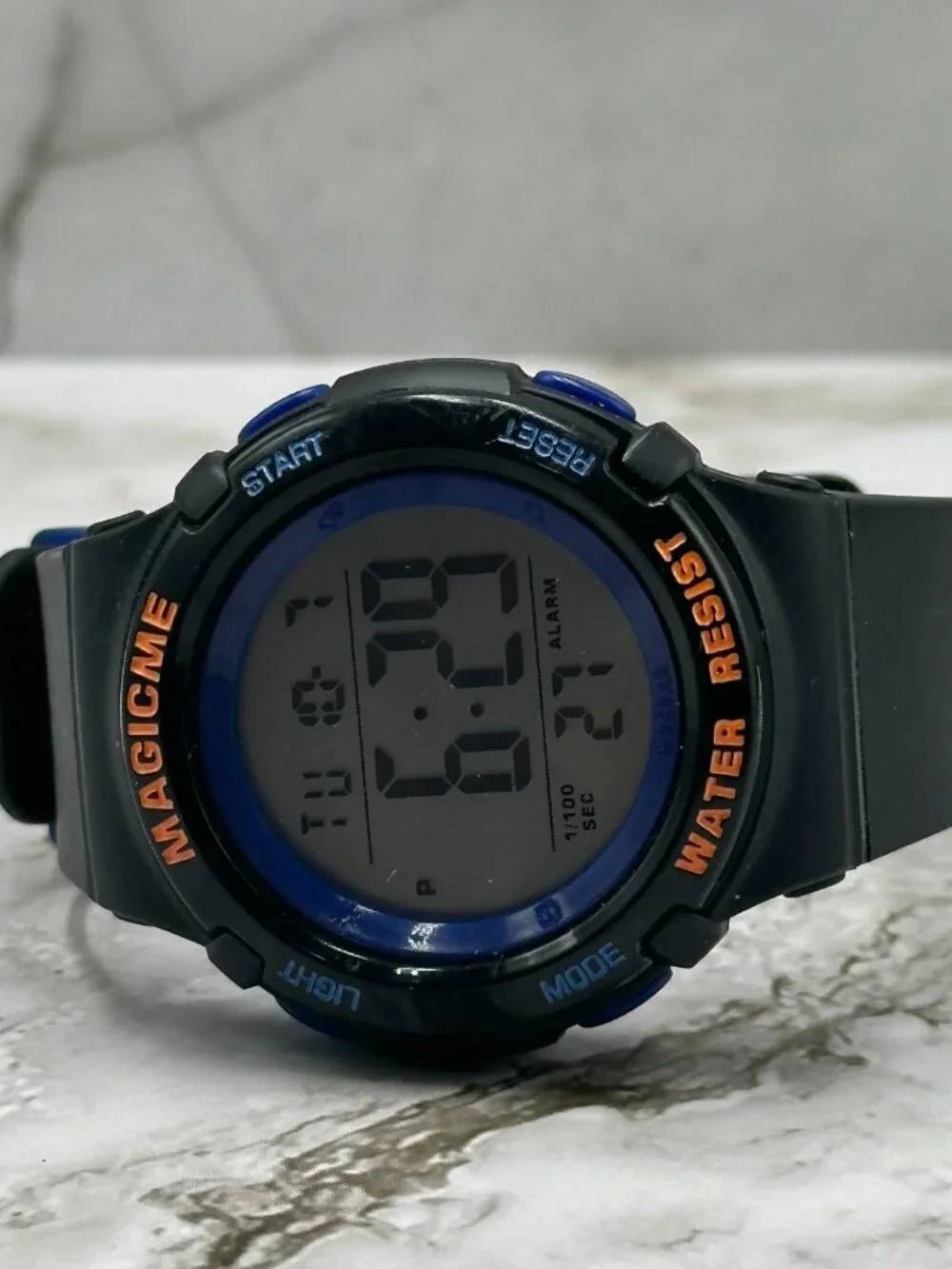 3/$30 Magicme Boys Digital Watch Black Blue Round Dial 40MM Backlight